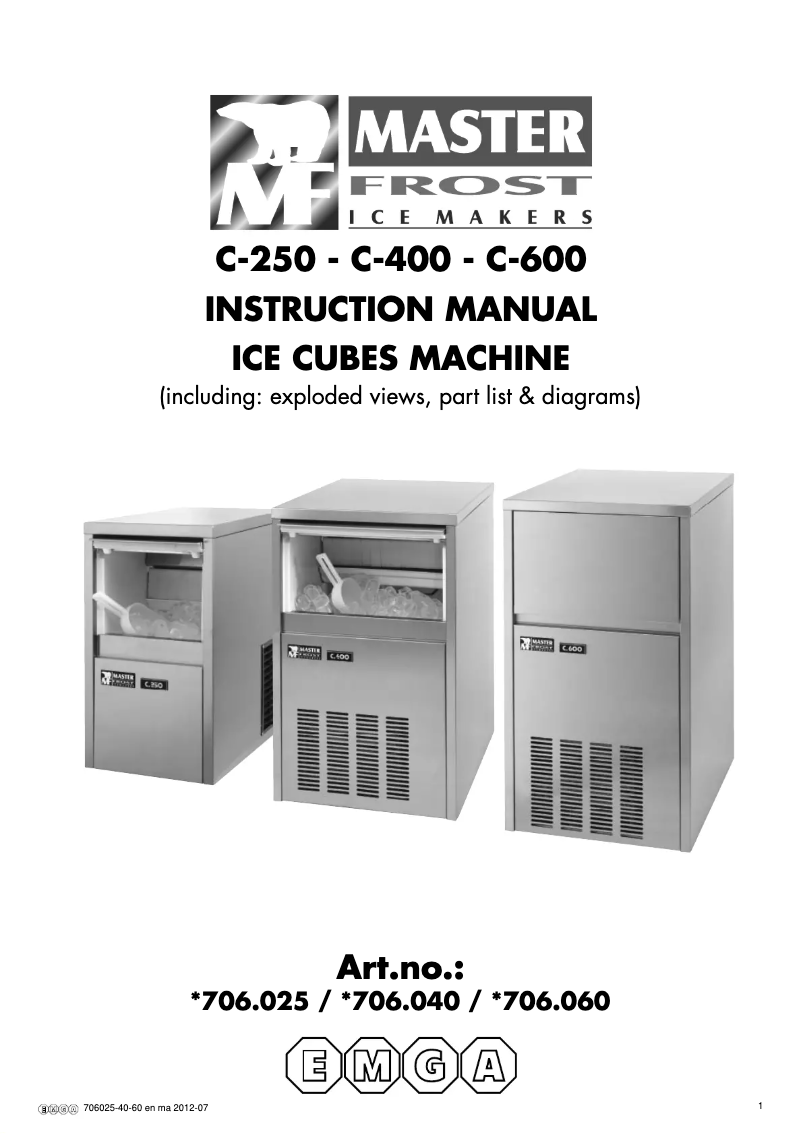 Page 1 de la notice Manuel utilisateur MasterFrost C-600
