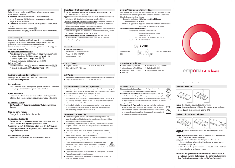 Image de la première page du manuel de l'appareil Talk Basic
