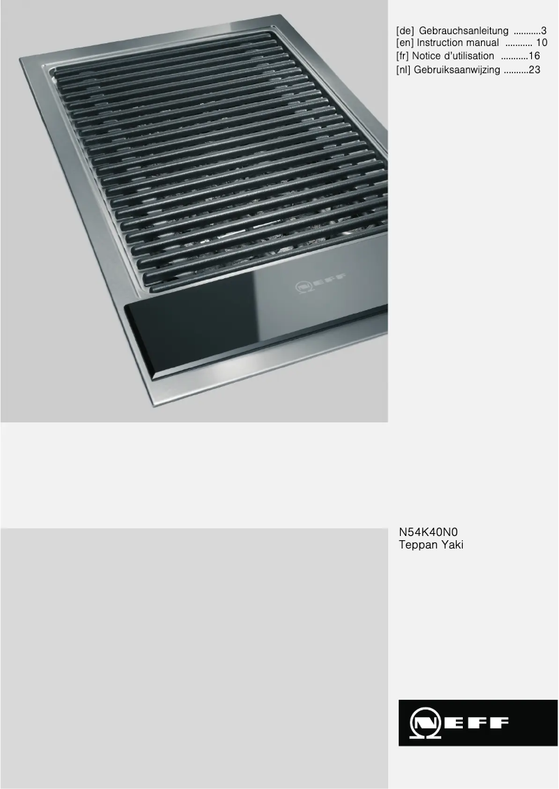 Page 1 de la notice Manuel utilisateur Neff Teppan Yaki Design N54K40N0
