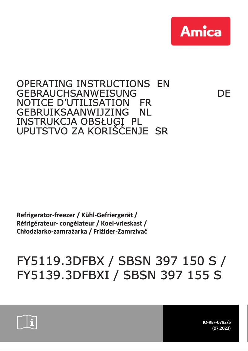 Page n°1 - Manuel utilisateur Amica SBSN 397 155 S