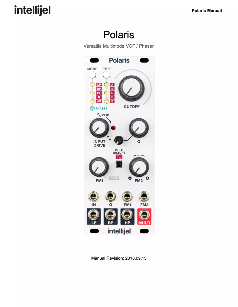 Page 1 de la notice Manuel utilisateur Intellijel Polaris