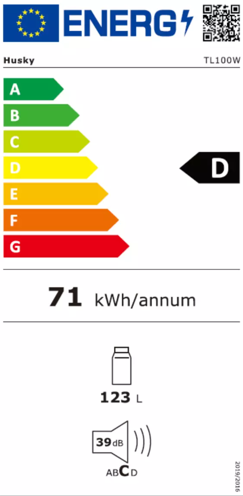 Page n°1 - Label énergétique Husky TL100W