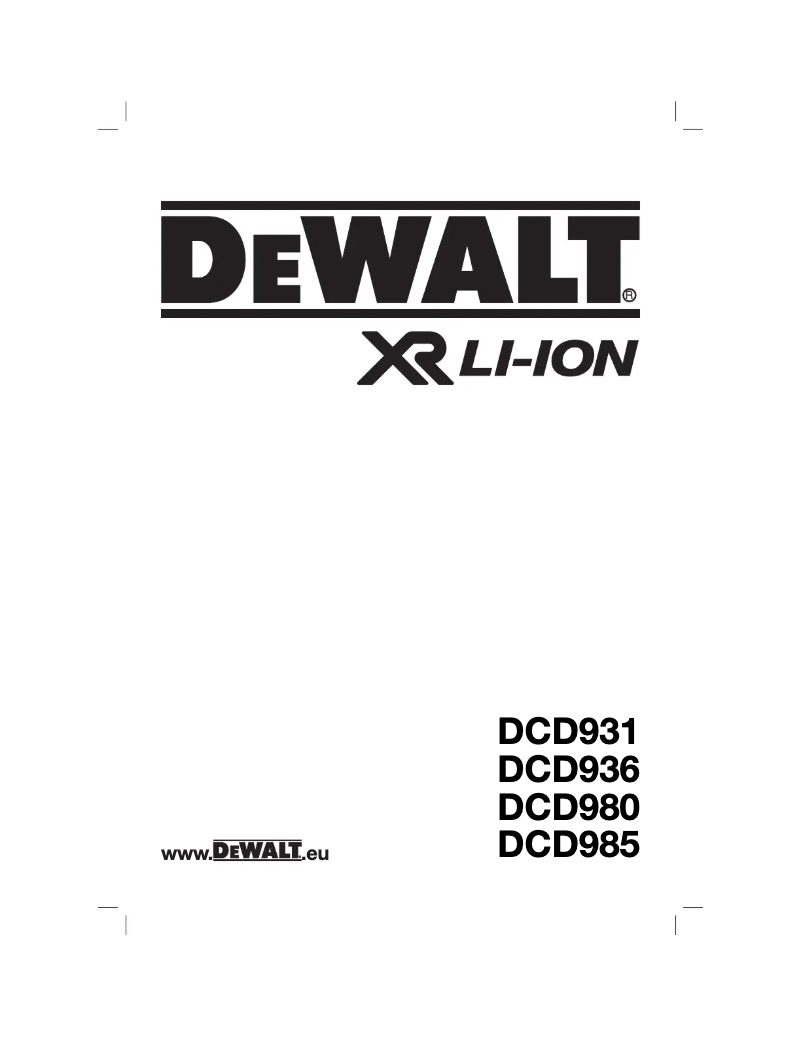 Page n°1 - Manuel utilisateur DeWalt DCD985