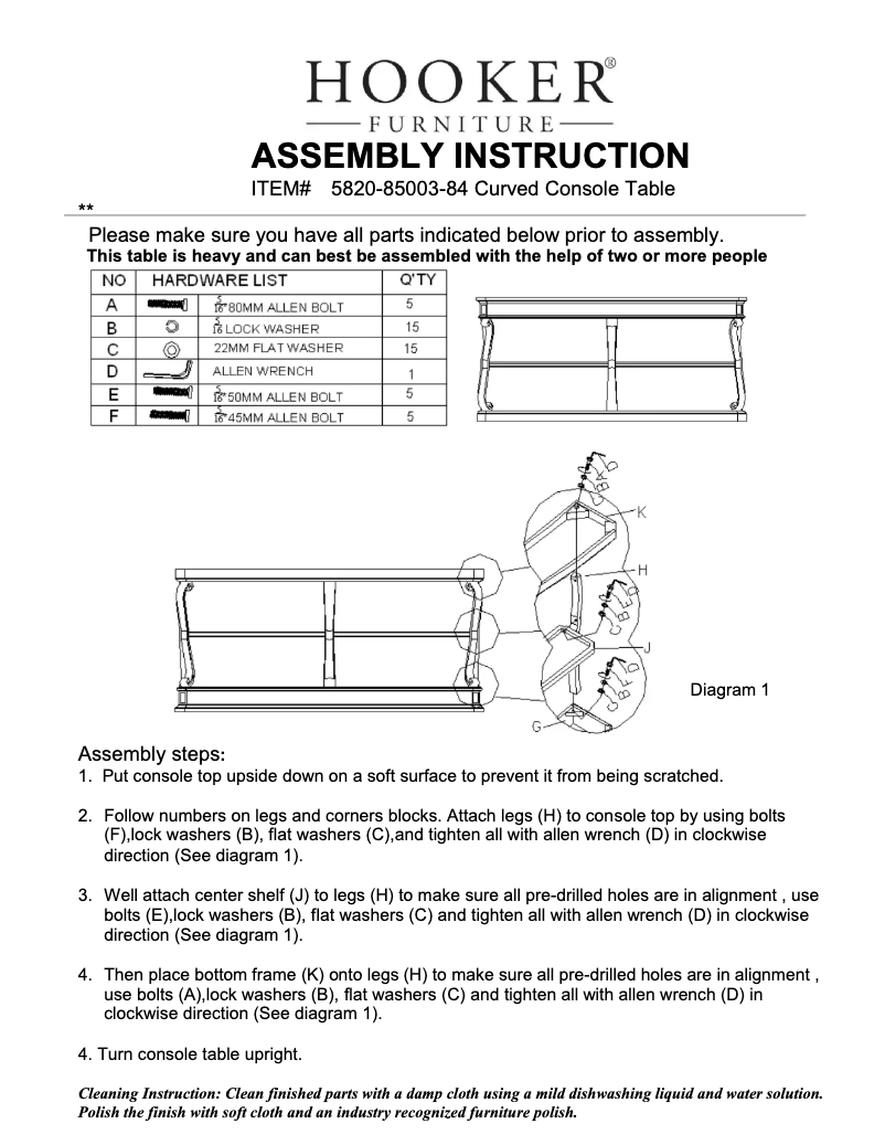 Page 1 de la notice Manuel utilisateur Hooker 5820-85003-84