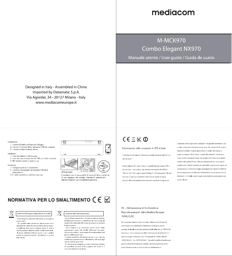 Page 1 de la notice Manuel utilisateur Mediacom Combo Elegant NX970