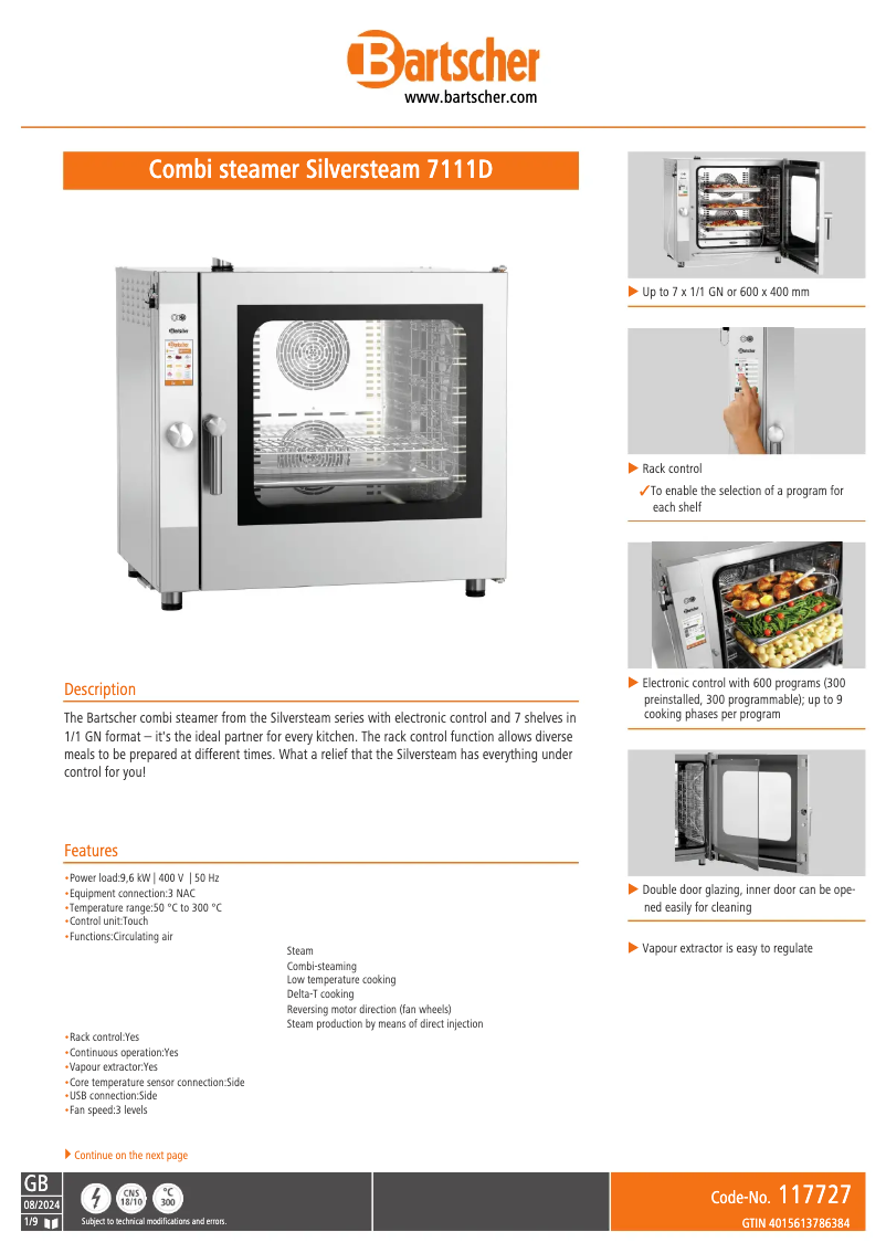 Page n°1 - Fiche technique Bartscher 117727