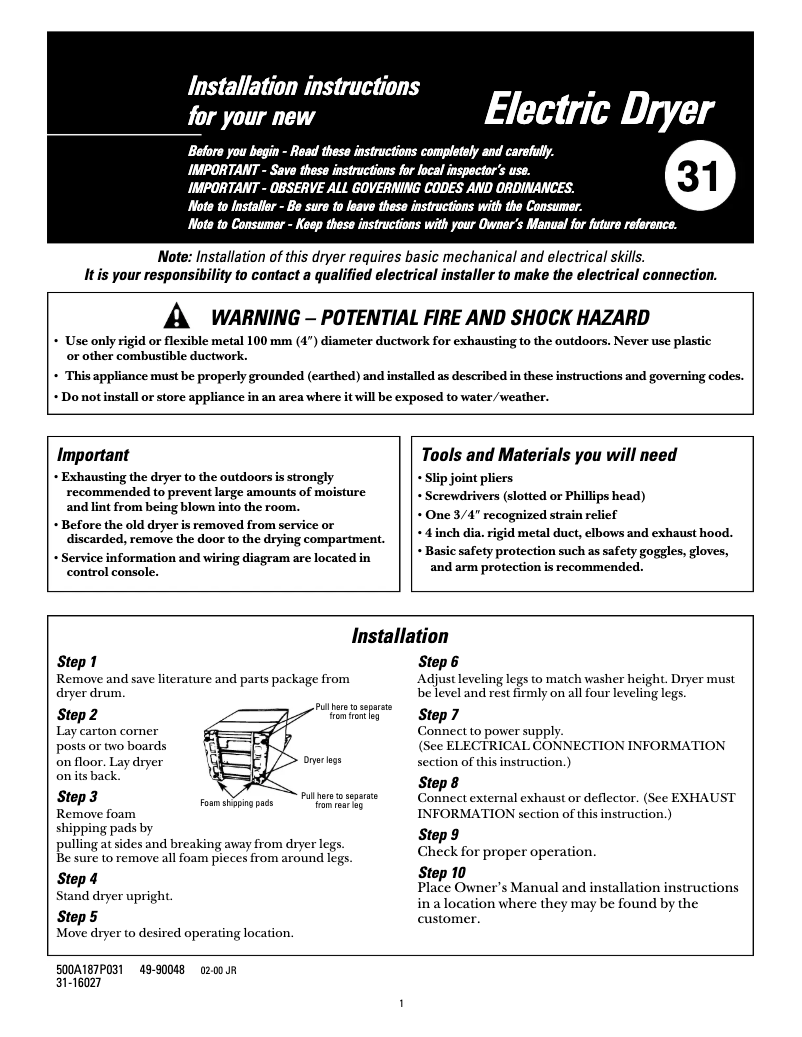 Image de la première page du manuel de l'appareil DISR473CWWW