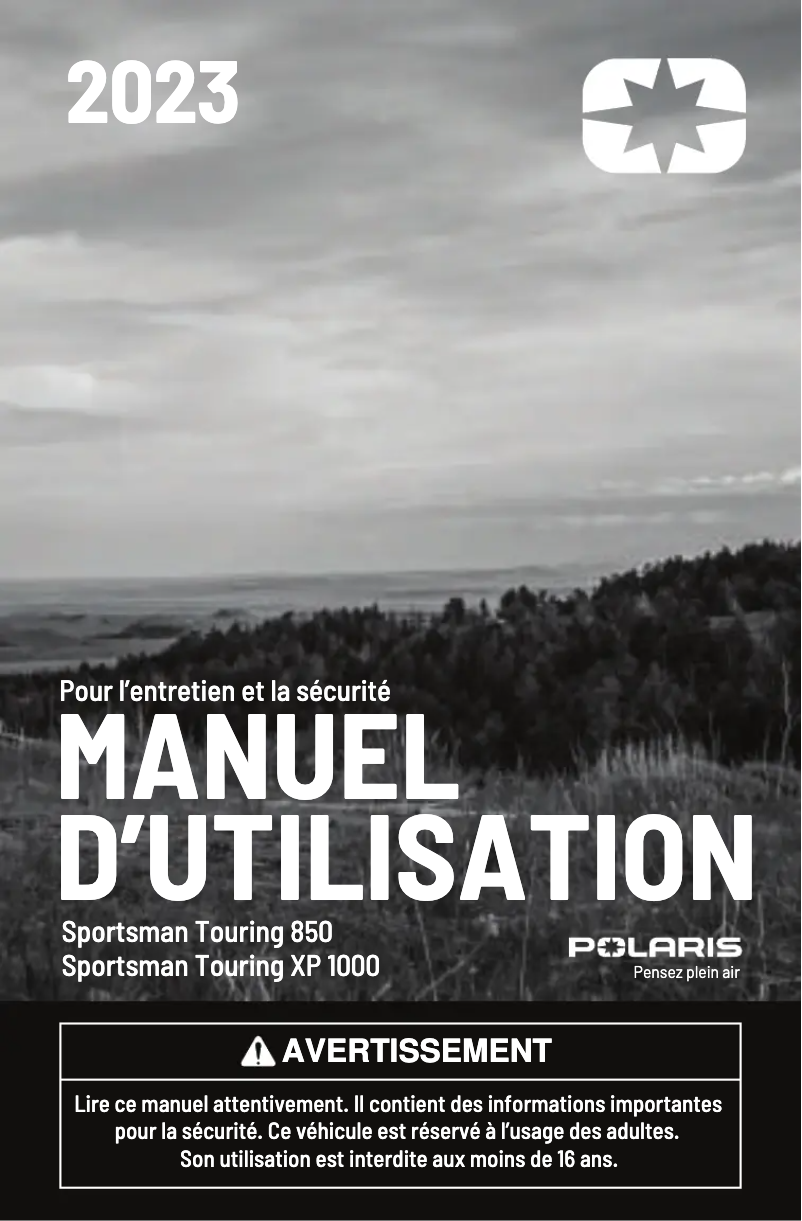 Page 1 de la notice Manuel utilisateur Polaris Sportsman Touring 850 (2023)