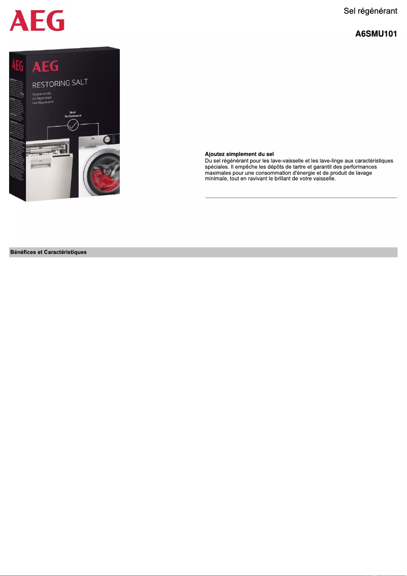 Page 1 de la notice Manuel utilisateur AEG A6SMU101