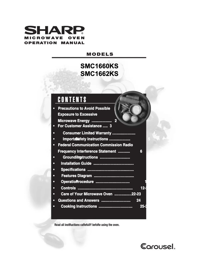 Page n°1 - Manuel utilisateur Sharp SMC1662KS