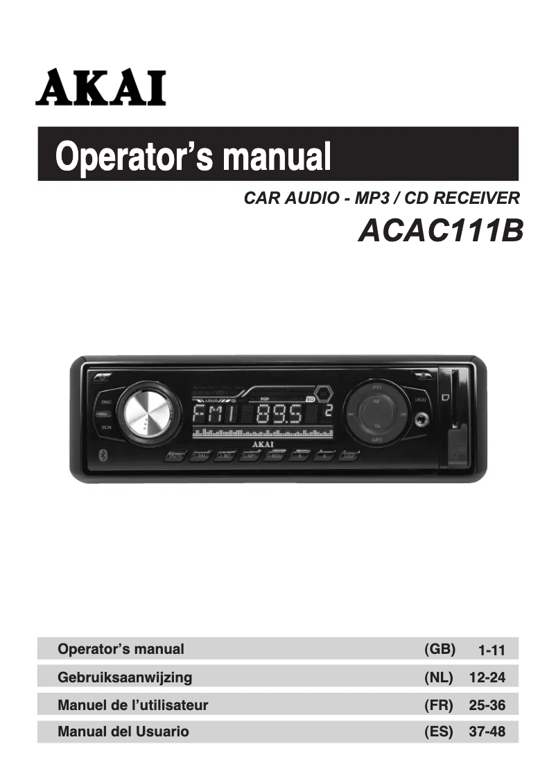 Page n°1 - Manuel utilisateur AKAI ACAC 111B