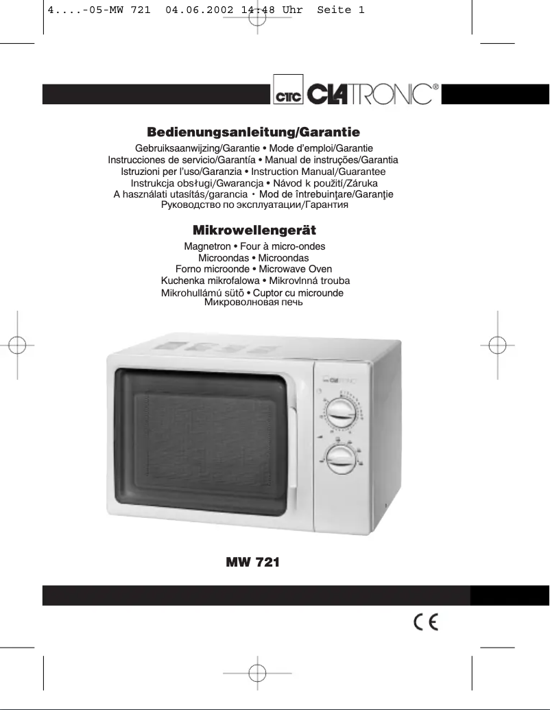 Page 1 de la notice Manuel utilisateur Clatronic MW 721