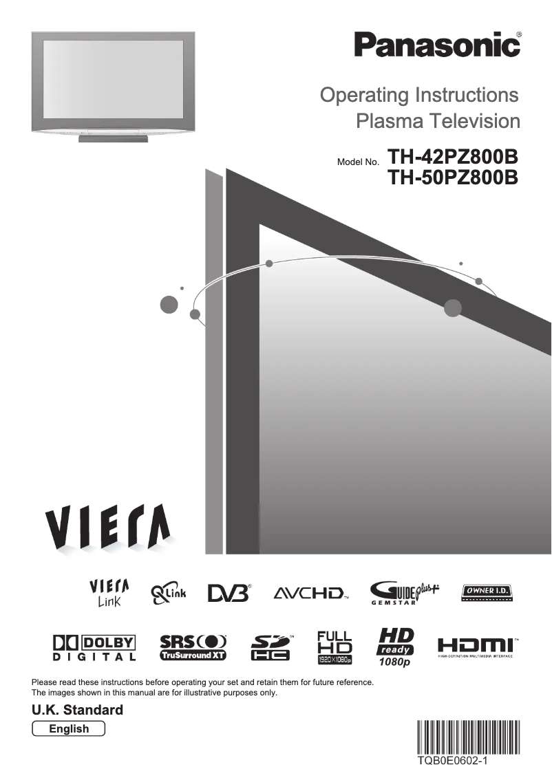 Imagen de la primera página del manual del dispositivo TH-42PZ800B