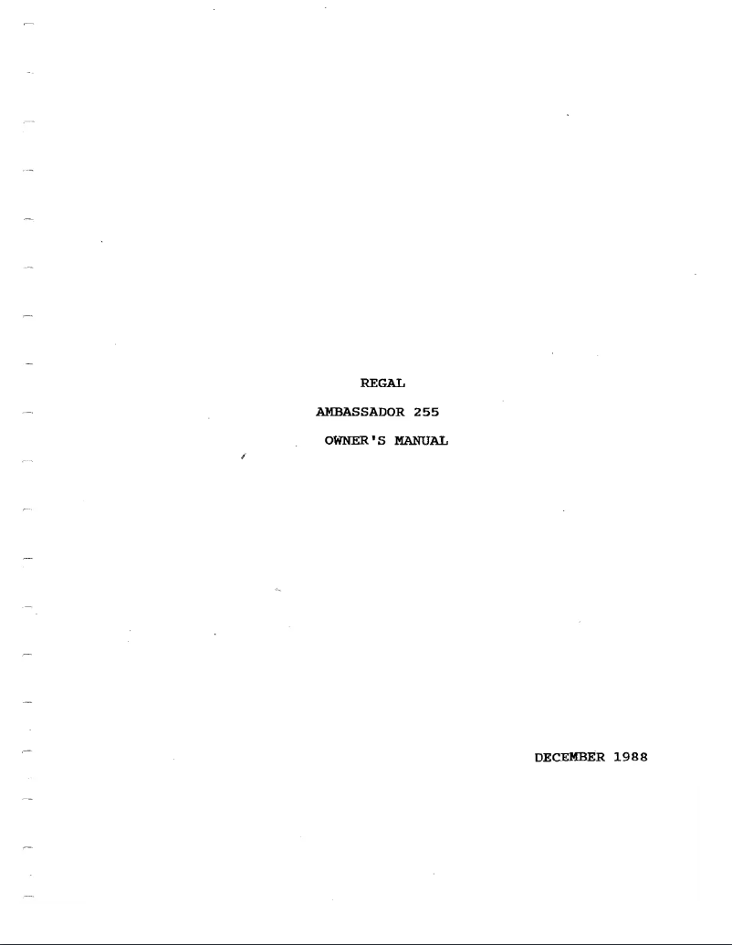 Image de la première page du manuel de l'appareil Ambassador 255