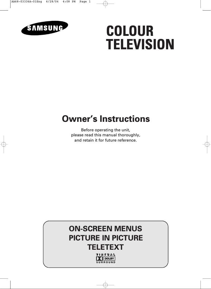 Page 1 de la notice Manuel utilisateur Samsung WS-32A116V