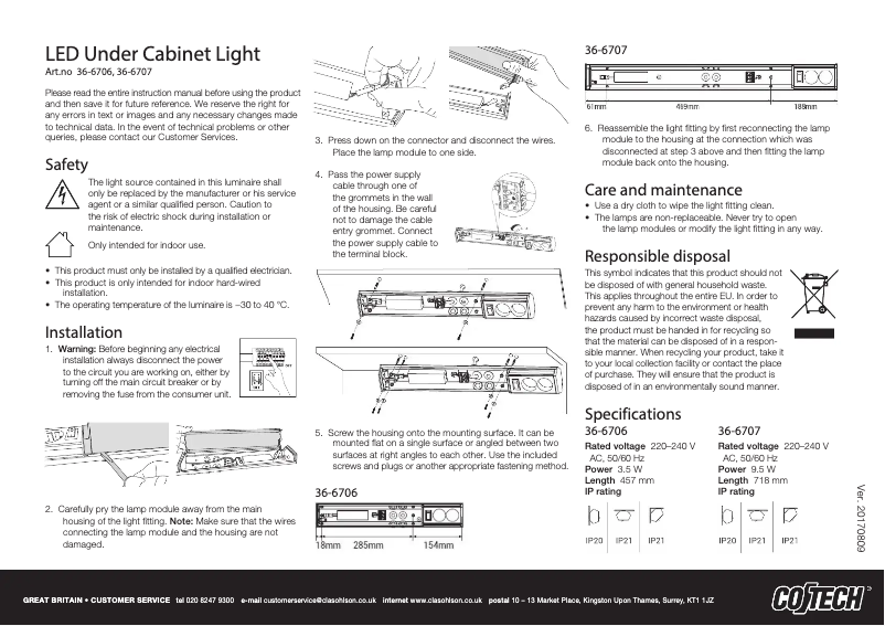 Page n°1 - Manuel utilisateur Cotech 36-6706