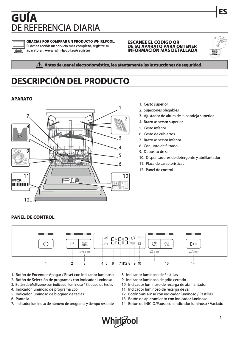 Page 1 de la notice Manuel utilisateur Whirlpool WFC 3C34