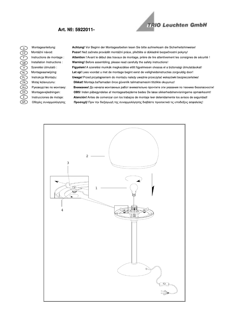 Page n°1 - Manuel utilisateur Trio Lighting Joost