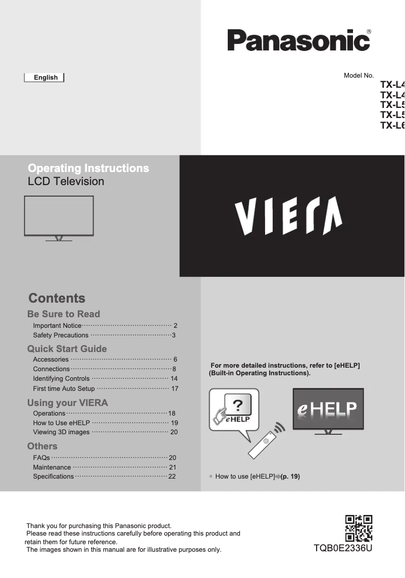 Página 1 del manual Guía de inicio rápido Panasonic TX-L47DT65B