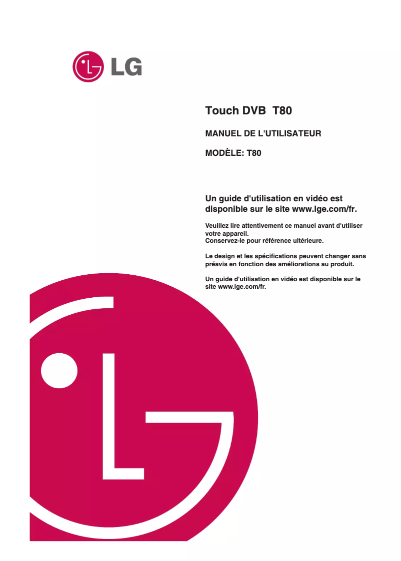 Page n°1 - Manuel utilisateur LG T80RVE4K