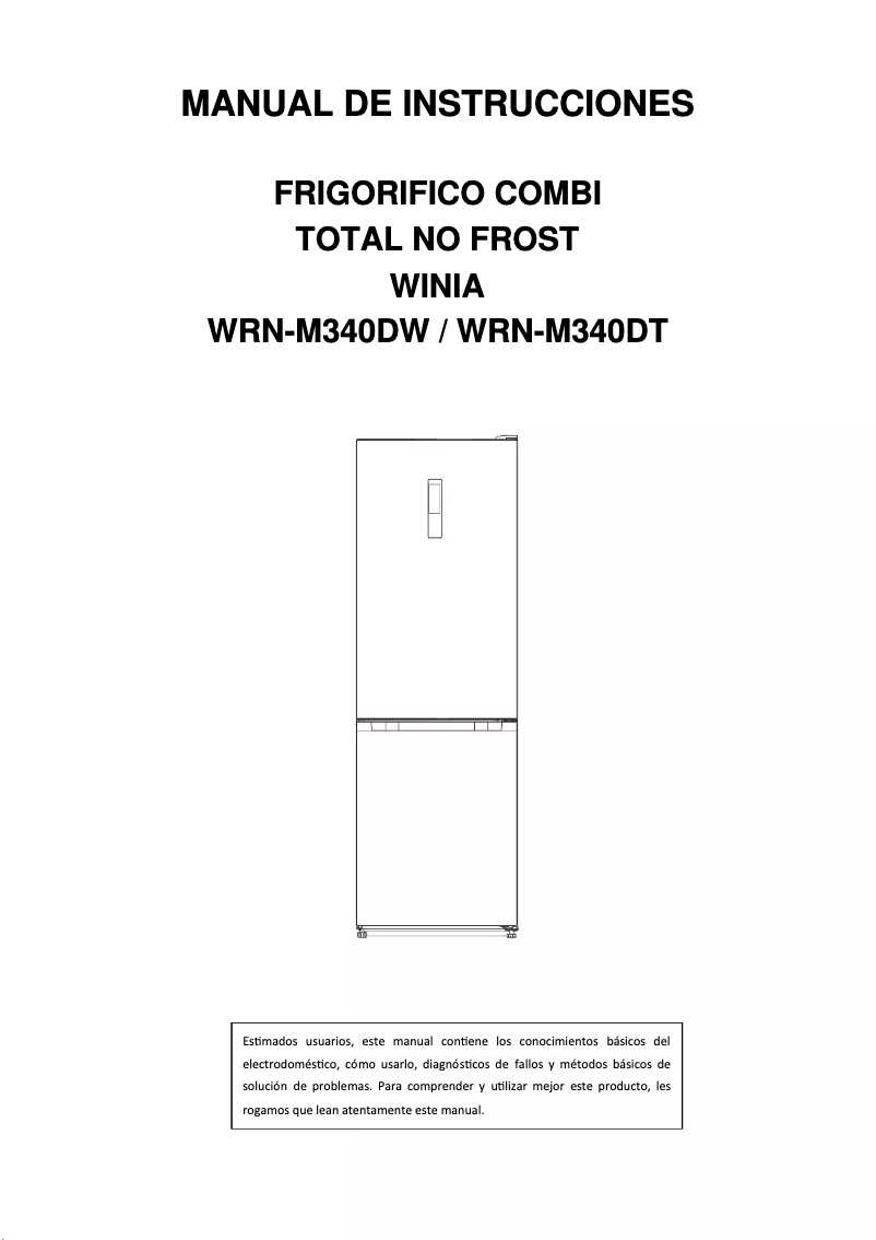 Page 1 de la notice Manuel utilisateur Winia WRN-M340DT