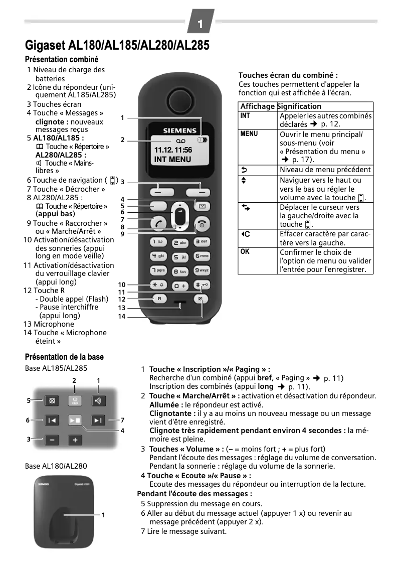 Page n°1 - Manuel utilisateur Siemens Gigaset Al285 Trio