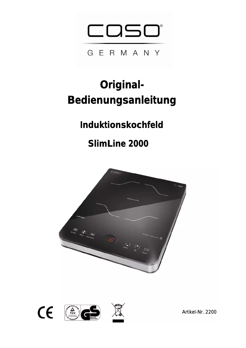 Page 1 de la notice Manuel utilisateur Caso SlimLine 2000