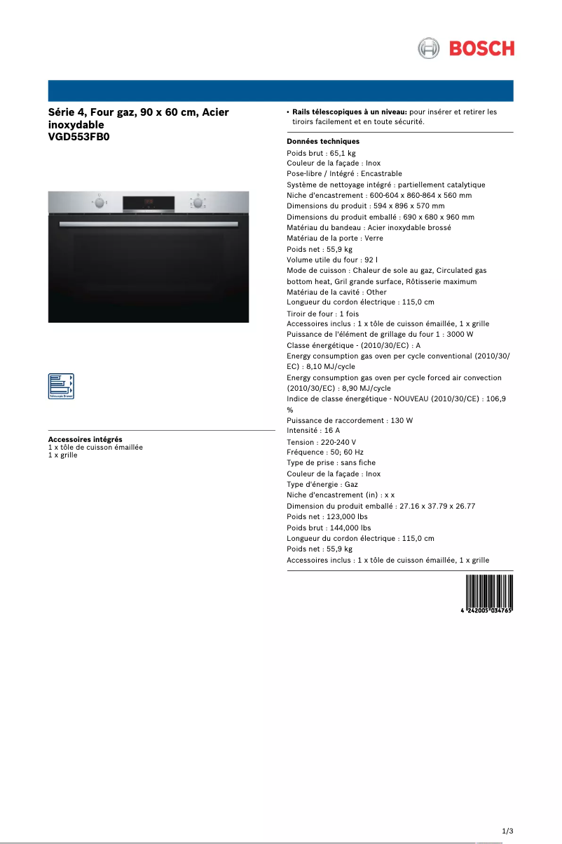 Image de la première page du manuel de l'appareil VGD553FB0