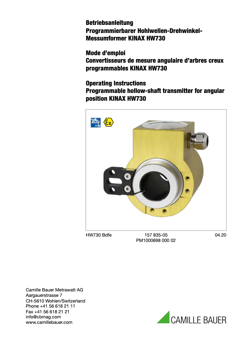 Image de la première page du manuel de l'appareil KINAX HW730