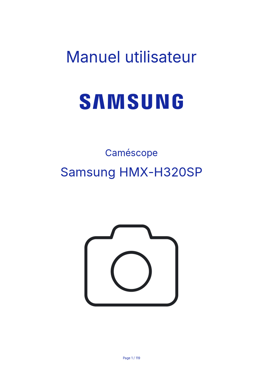 Page n°1 - Manuel utilisateur Samsung HMX-H320SP