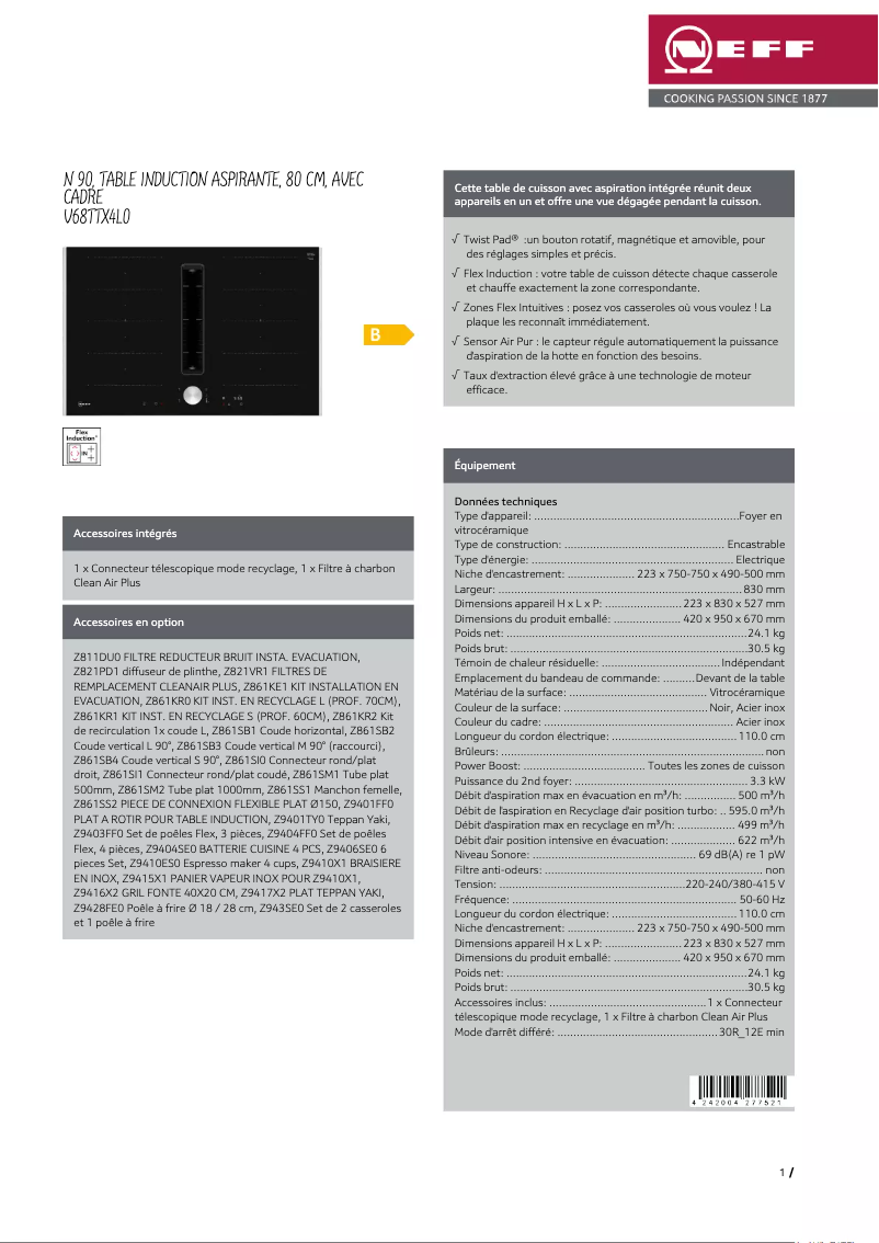 Page n°1 - Fiche technique Neff V68TTX4L0