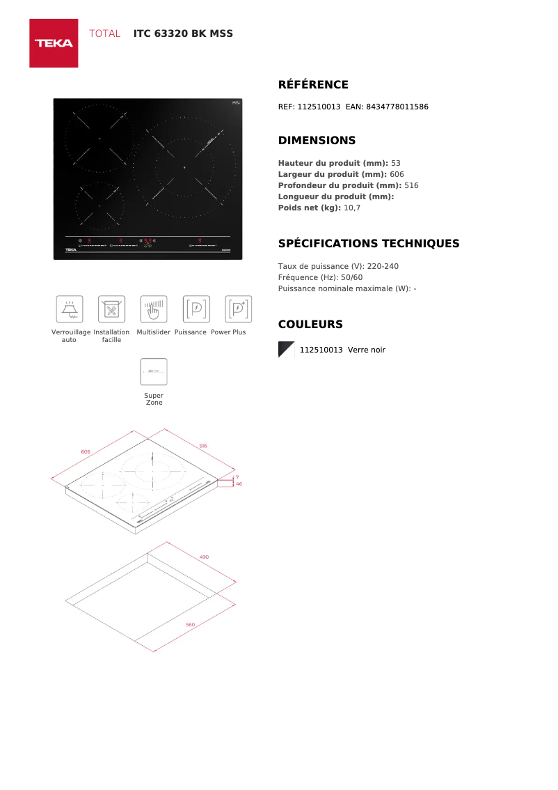 Page n°1 - Fiche technique Teka ITC 63320 MSS