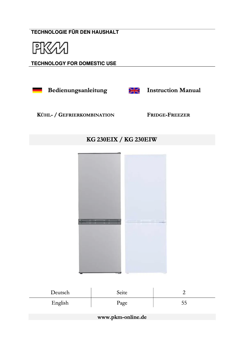 Image de la première page du manuel de l'appareil KG230EIW