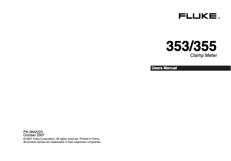 Page 1 of the manual User Manual Fluke 355
