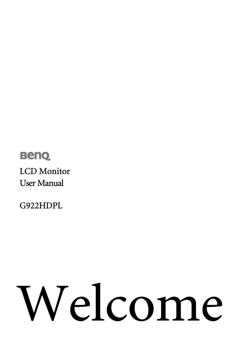 Page n°1 - Manuel utilisateur BenQ G922HDPL