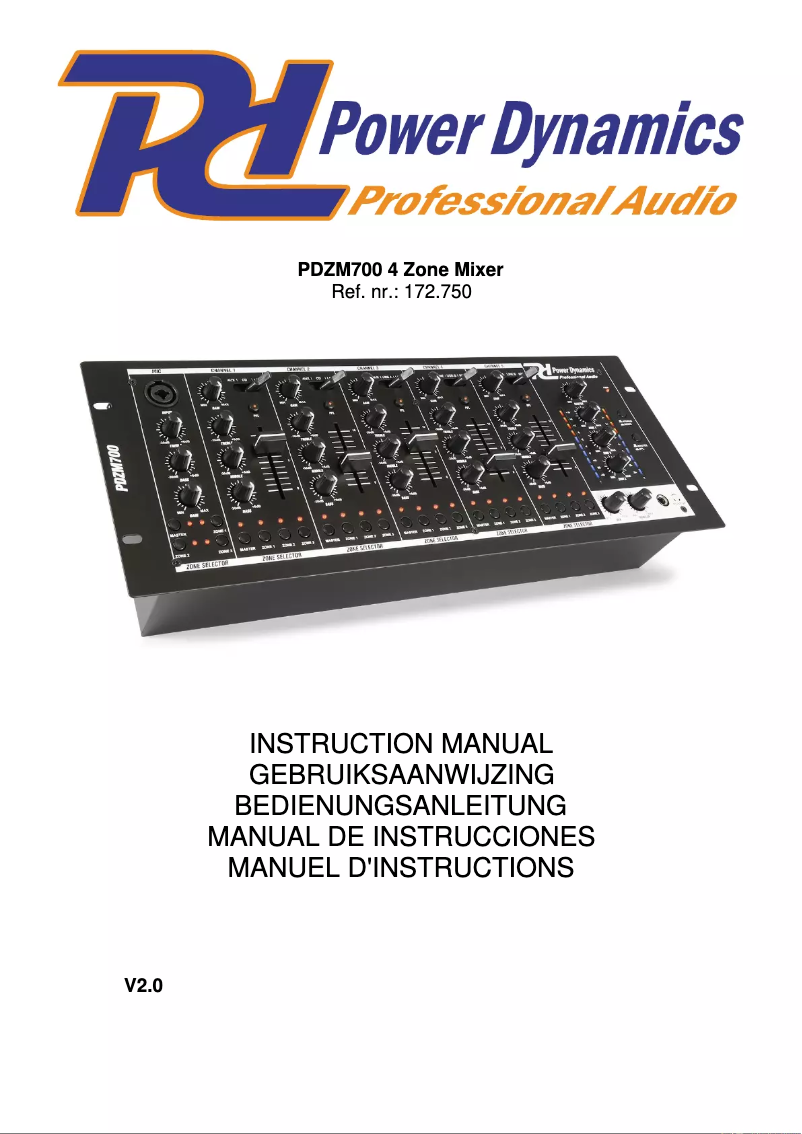 Page n°1 - Manuel utilisateur Power Dynamics PDZM700