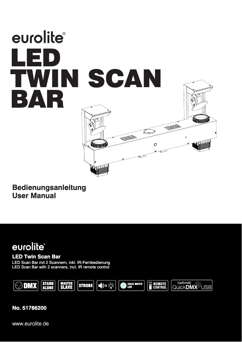 Image de la première page du manuel de l'appareil LED Twin Scan Bar