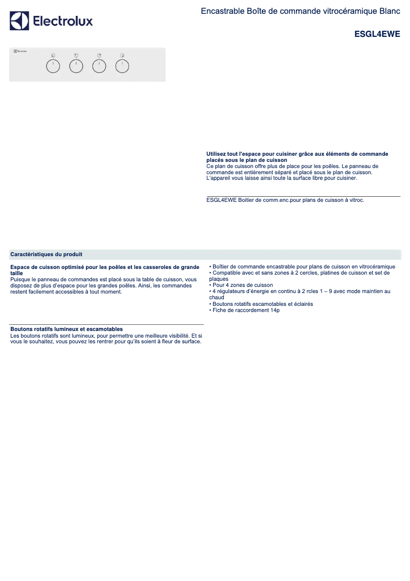 Image de la première page du manuel de l'appareil ESGL4EWE