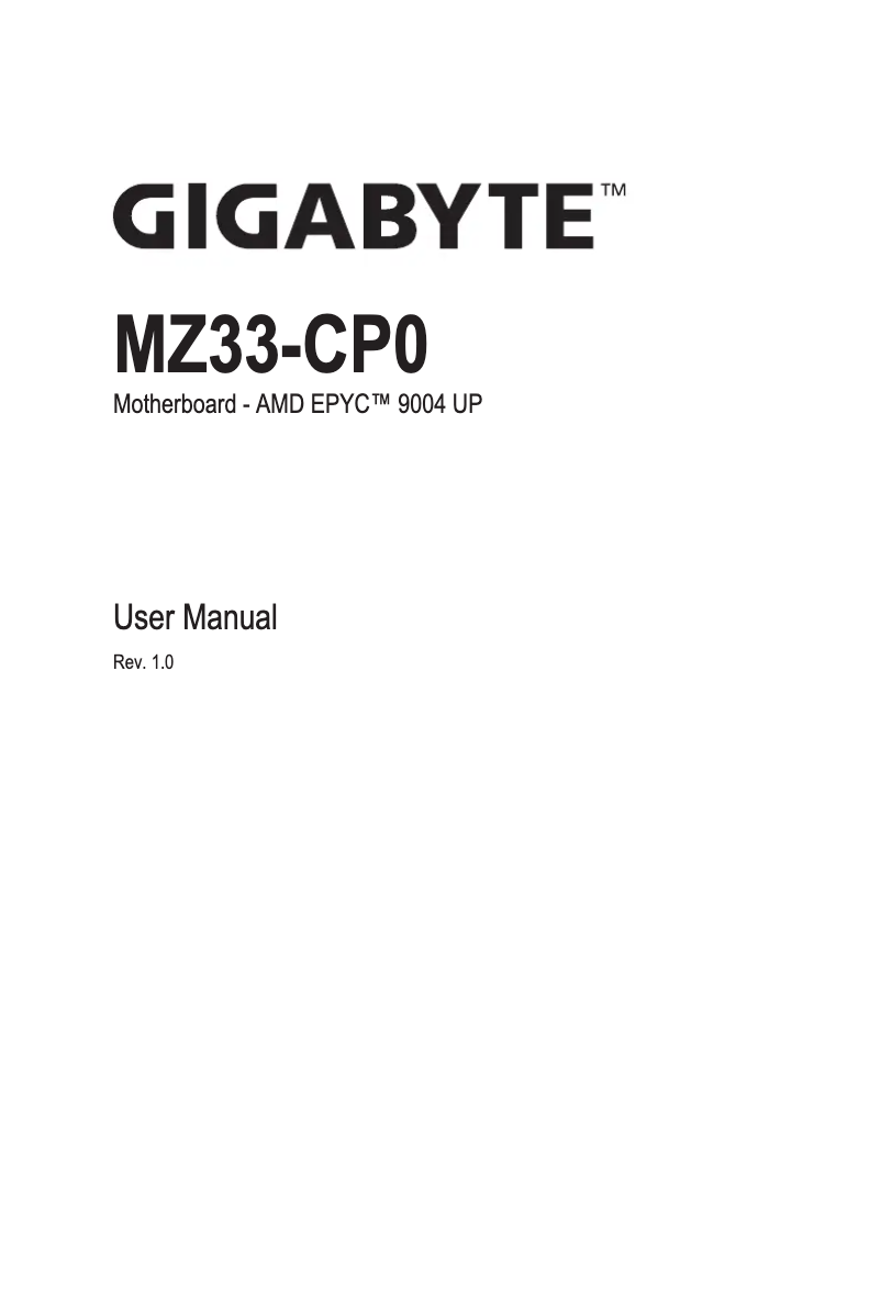 Page n°1 - Manuel utilisateur Gigabyte MZ33-CP0