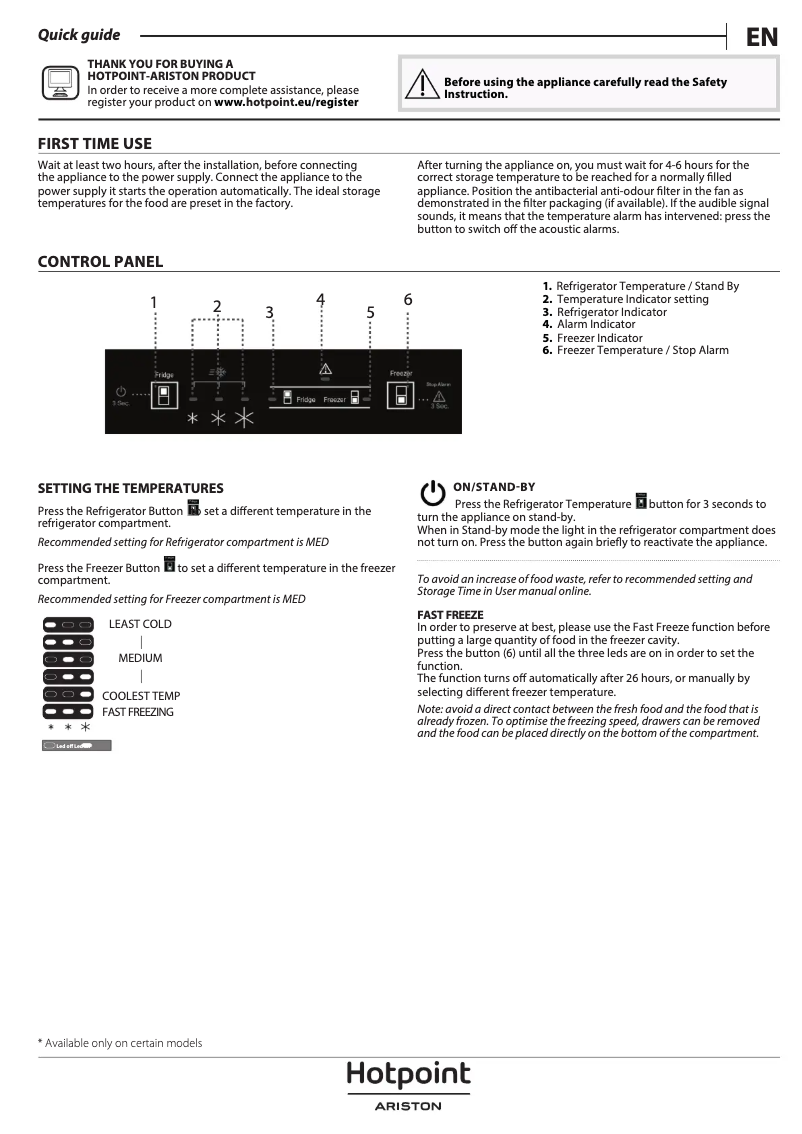 Page n°1 - Manuel utilisateur Hotpoint HTC18 T322 UK