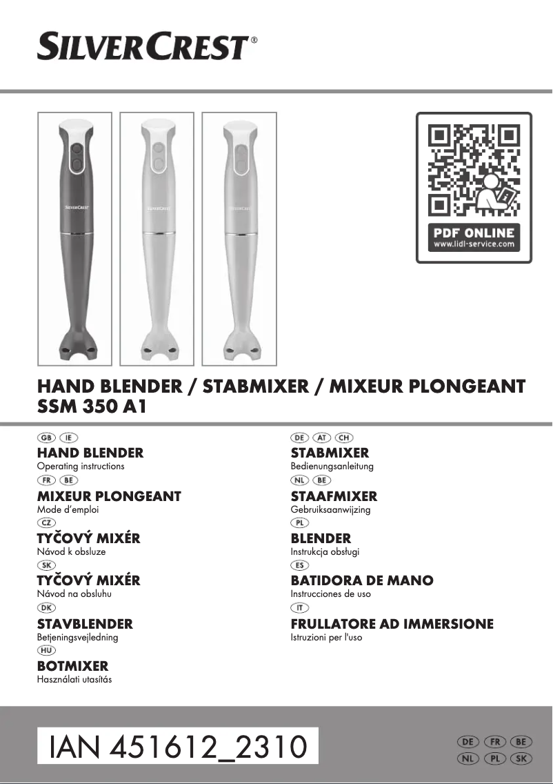 Page 1 de la notice Manuel utilisateur SilverCrest SSM 350 A1