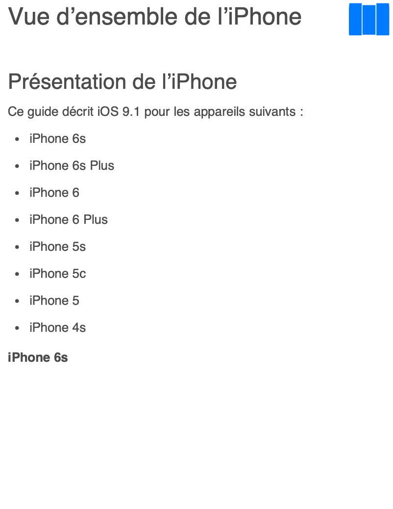 Page 1 de la notice Manuel utilisateur Apple iPhone