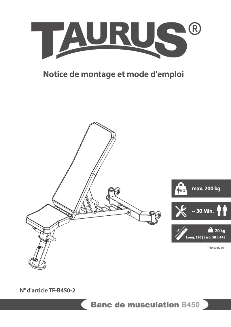 Page 1 de la notice Manuel utilisateur Taurus B450