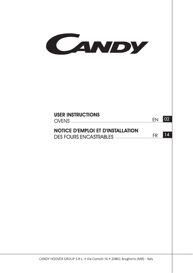 Page n°1 - Manuel utilisateur Candy FCTS886X WF