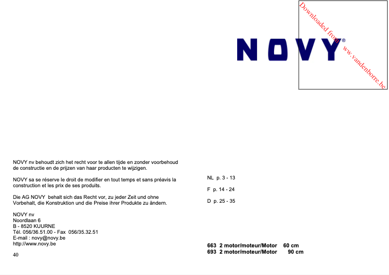 Page 1 de la notice Manuel utilisateur Novy D 693