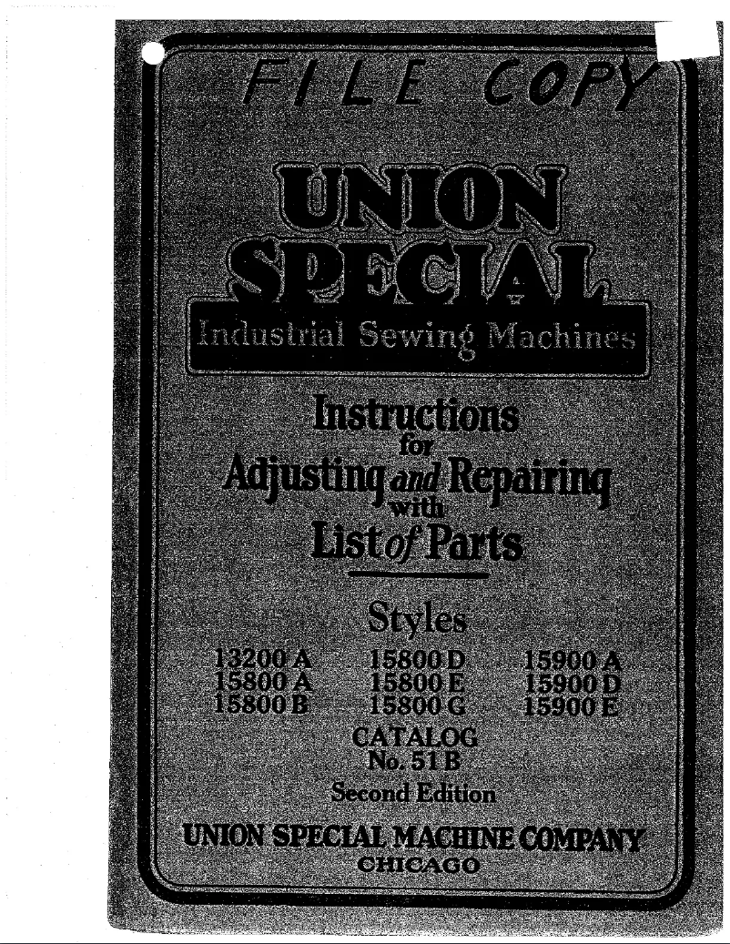 Page n°1 - Manuel utilisateur Union Special 13200A