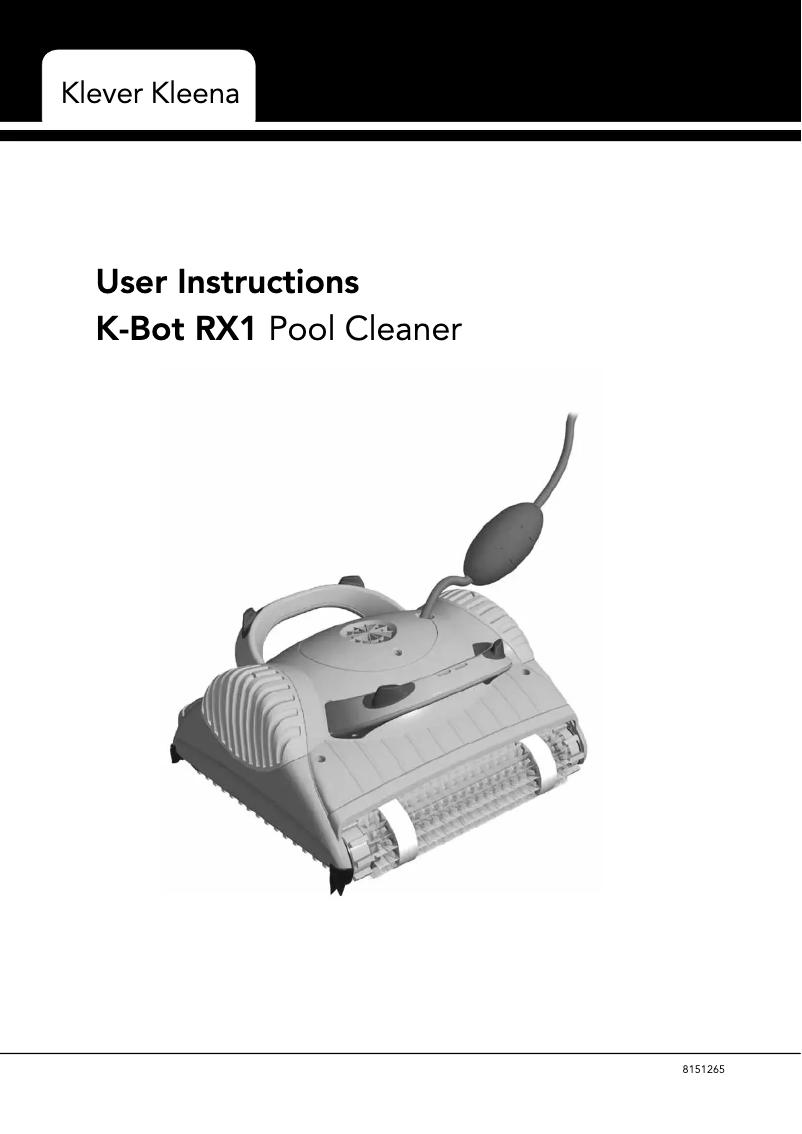 Image de la première page du manuel de l'appareil K Bot RX-3