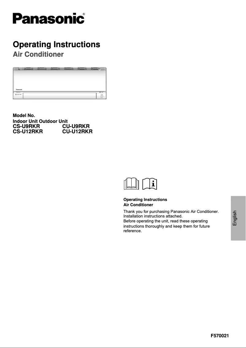 Page 1 de la notice Manuel utilisateur Panasonic CU-U12RKR