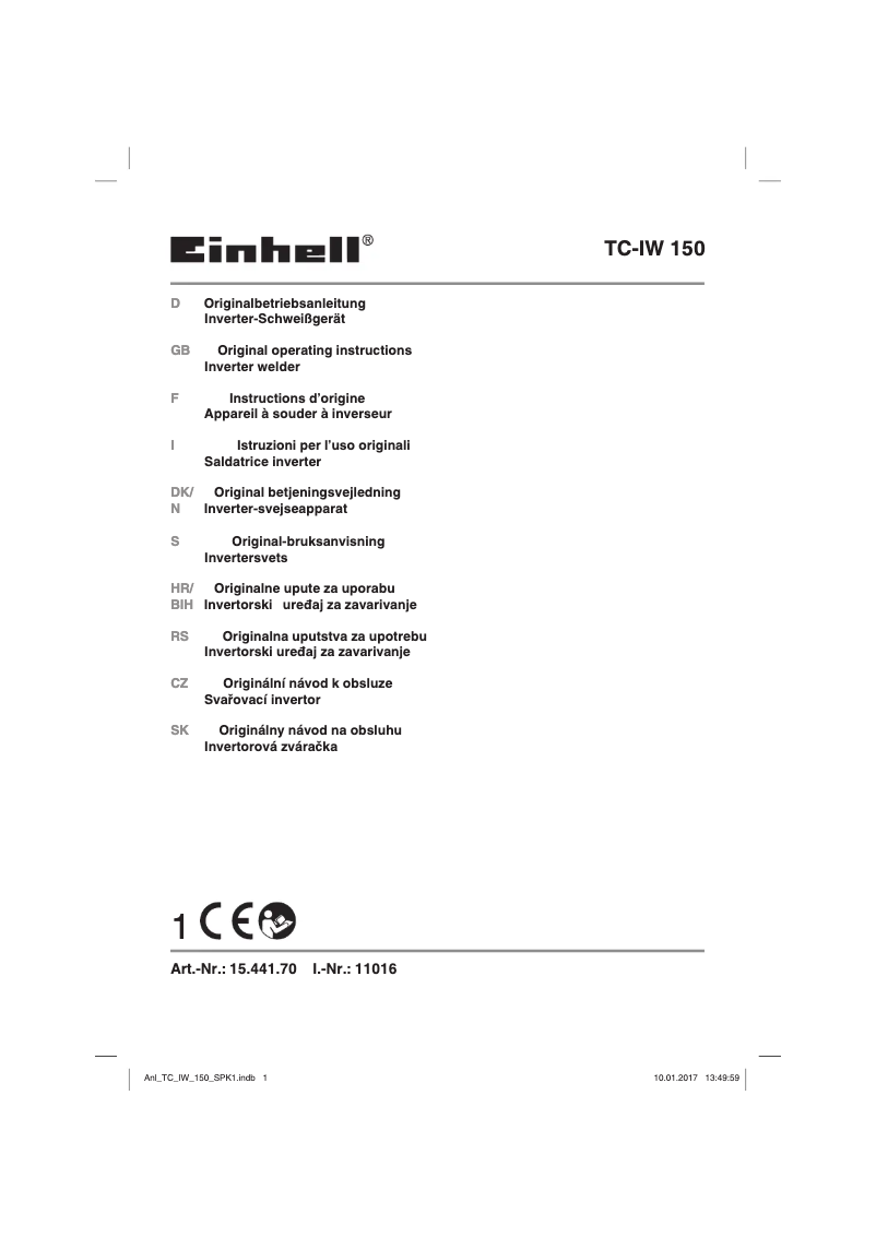 Page n°1 - Manuel utilisateur Einhell TC-IW 150