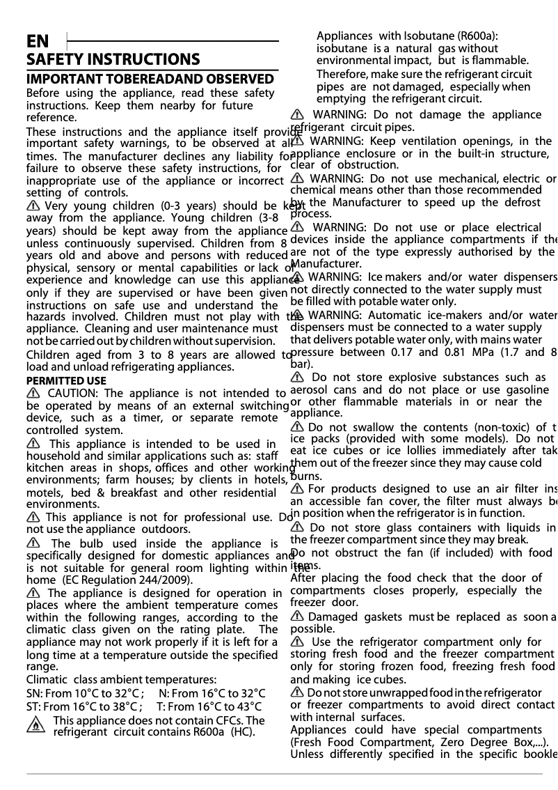 Page n°1 - Guide d'installation Hotpoint HAFC8 TT33SK